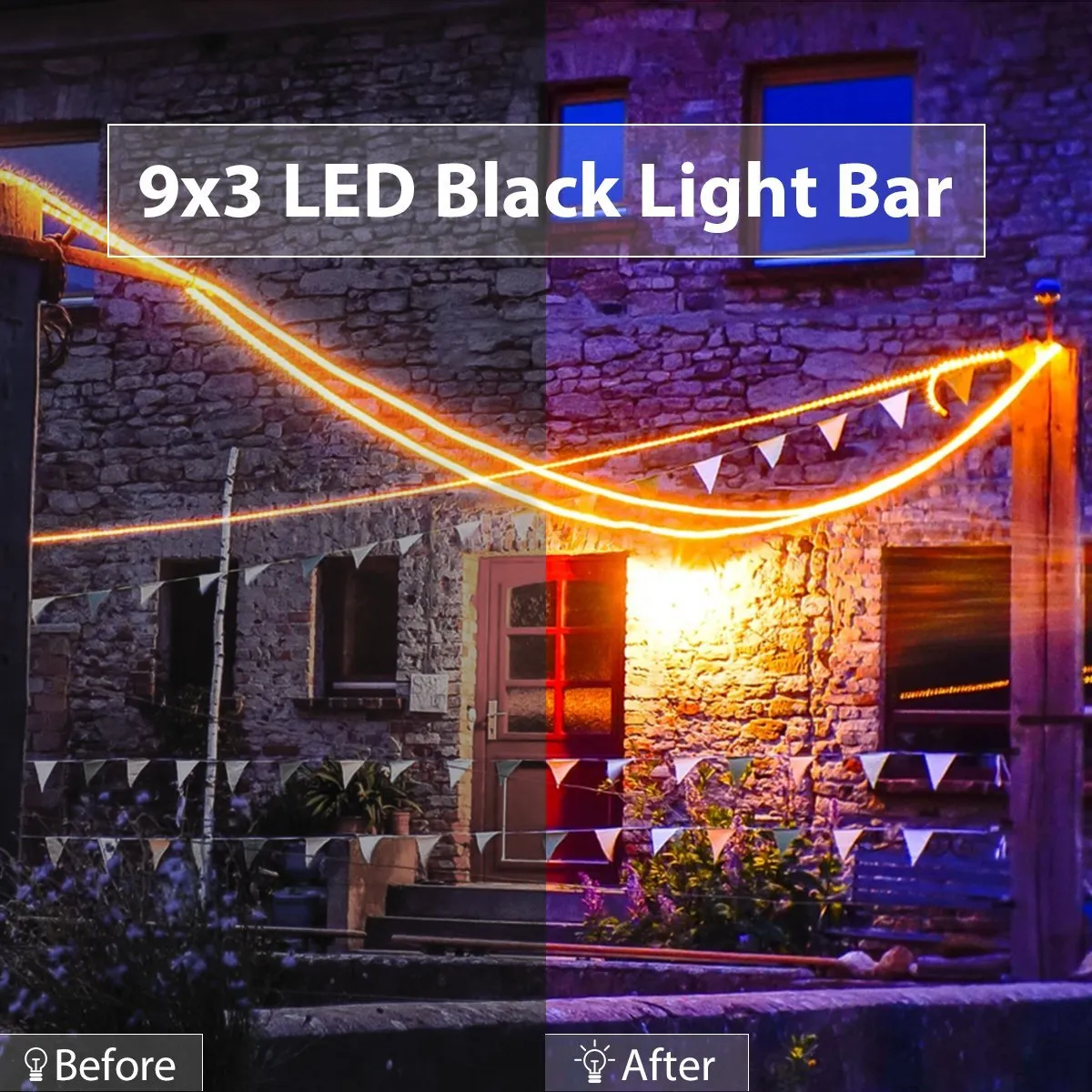 Barre de LED UV OPPS avec boîtier métallique à lumière noire 9LED DJ Party Club Halloween Décoration de la maison289f