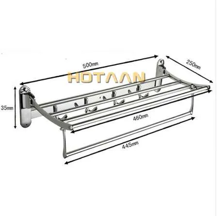 VENTE CHAUDE, LIVRAISON GRATUITE, Porte-serviettes de salle de bain, Porte-serviettes pliable, Porte-serviettes en acier inoxydable de 50 cm avec crochets