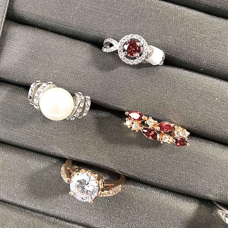 Europe Trendy Shiny Zircon Band Rings Colorful Rhinestone Delicate Women Crystal Wedding Ring Fashion Jewelry Mix2523961