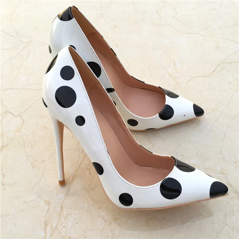 Blackandwhite Dot İnce Sinlu Highheeled Ayakkabılar 81012cm Şık Seksi Kadınlar039S Ayakkabı Customade 3345 Yards9741692