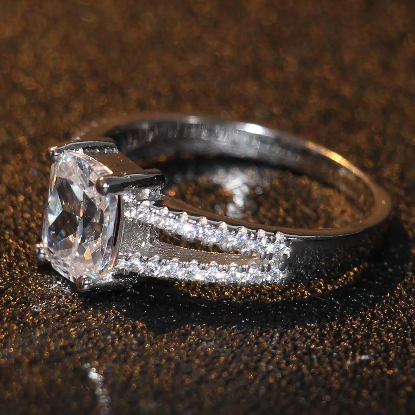 Modeschmuck Luxus Eternal 2ct Topaz CZ 10KT Gold Gefüllt GF Simulierte Diamant Hochzeit Engagement Band Ring Für Frauen Sz 5-11