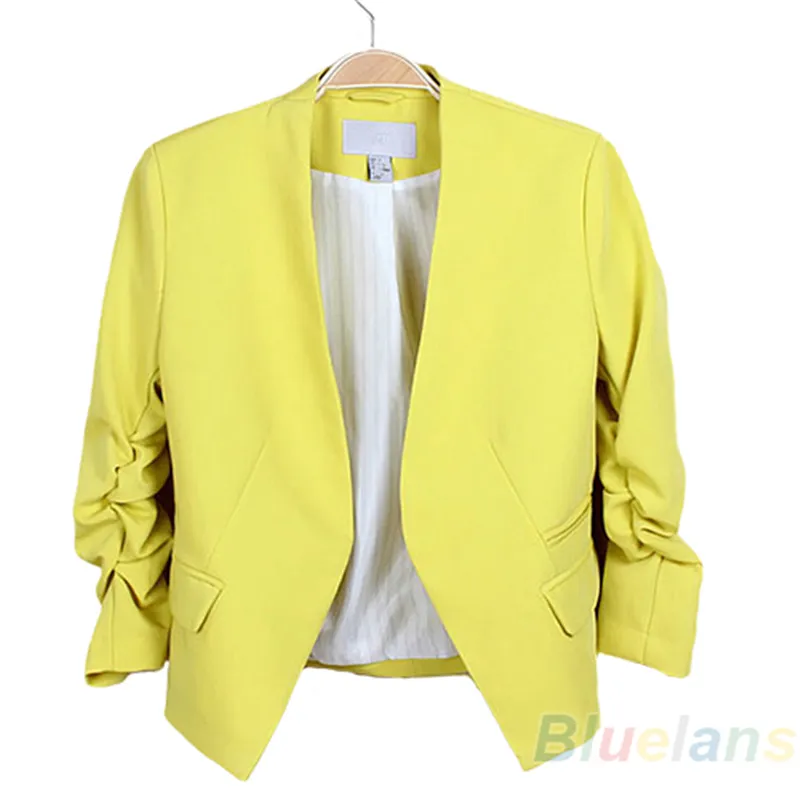 Mode Kvinnors Korea Style Candy Color Solid Slim Suit Blazer Jacka Retail / Wholesale