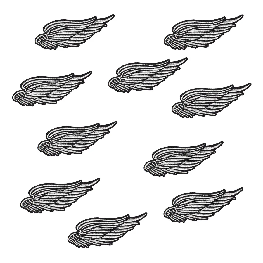 10 pcs punk asas listra bordados patches emblemas para vestuário tecido remendo applique engomar em remendos acessórios de costura para roupas diy
