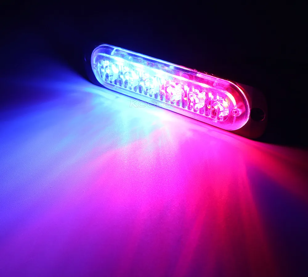 Sidaqi 2 Feux Stroboscopiques 12 LED 12-24V Rouge & Bleu - Lumière Urgence Danger Pour Véhicule