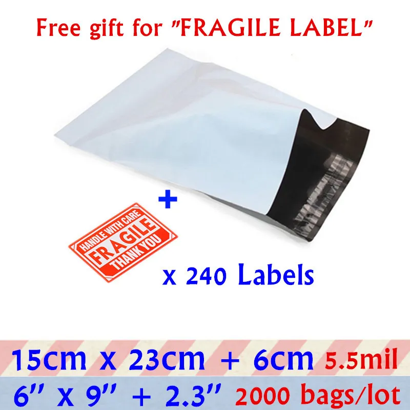 15x23 cm blanc petit emballage enveloppe d'expédition sac 6X9 ''gris auto-scellant adhésif Poly Mailer enveloppes en plastique sacs d'expédition