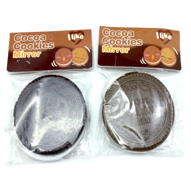 Cocoa Cookies Make-up-Spiegel, klein, niedlich, Tasche, tragbar, gefaltet, Schokoladen-Kunststoff, Kosmetik-Werkzeuge, rund, kompakt, Kosmetikspiegel mit Kamm