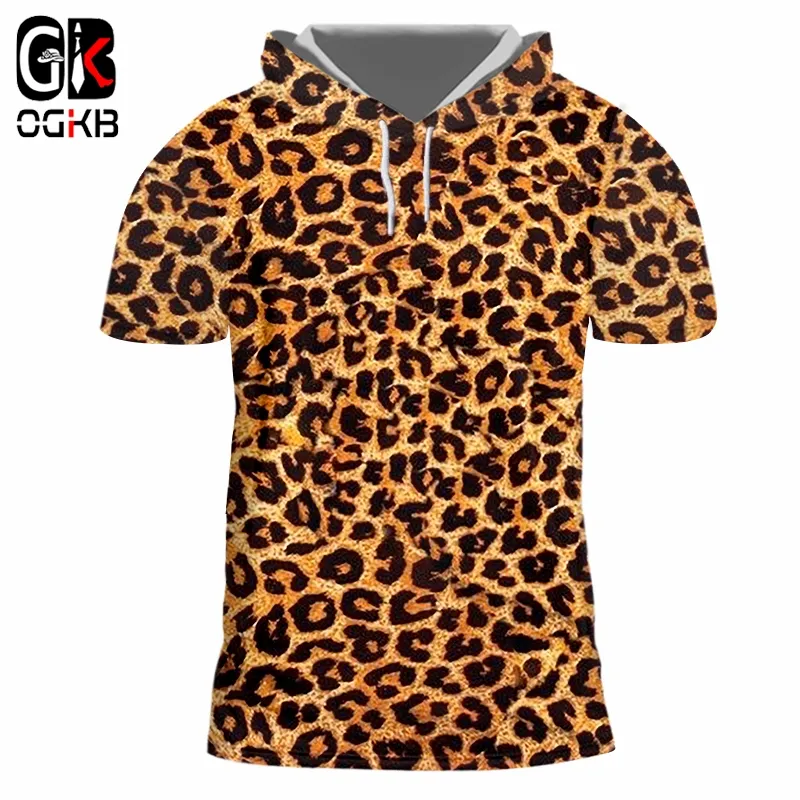 OGKB con cappuccio TEE SHIRT HOMBRE NUOVO ANIMALE BREVE 3D TSHIRT Stampa Leopard Streetwear 5XL 6XL Costuming Man Spring Hoodie T-shirt