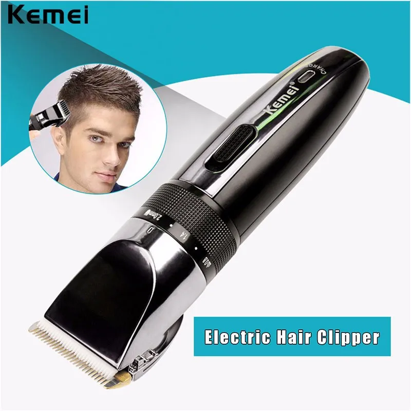 Kemei Electric Hair Clipper Rechargeable Hair Trimmer Shaver Razor Trådlös 0.8-2.0mm Justerbart Lågt ljud för vuxen / Barn 4747