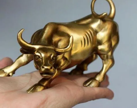 Wall Street Pirinç Fierce Bull ÖKÜZ Heykeli-Pirinç 12x8.2x7 cm