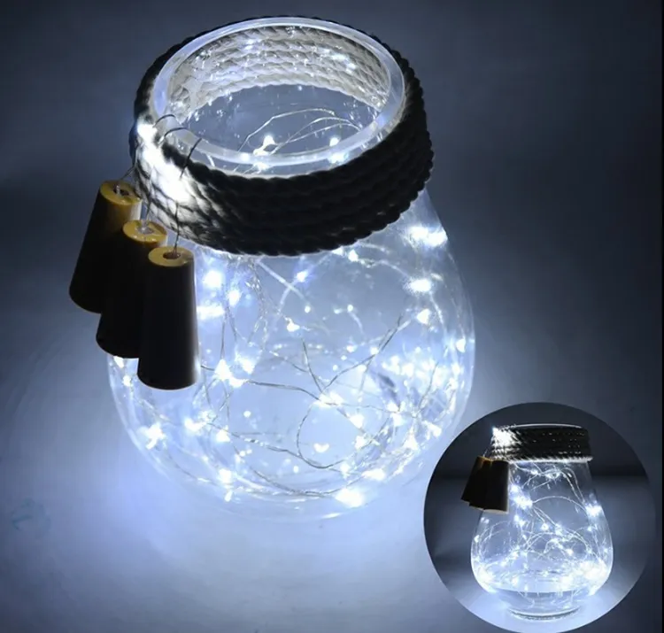 Heiße 2m 20ly Lampe korkgeformte Flasche Stopper Licht Glas Weine LED Kupferdrahtleuchte für die Weihnachtsfeier Hochzeit