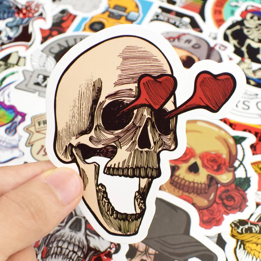 50 stks Punk Skull Vinyl Stickers Bomb Horror Doodle Auto Decals Waterdicht voor DIY Laptop Skateboard Gitaar Fiets Motorfiets Decoratie Geschenken