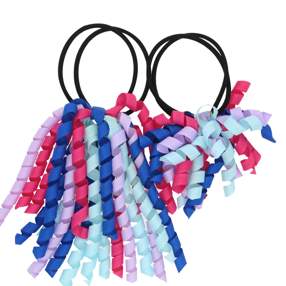 Colorful Curly Ribbon Extra Long Hair Ties For Mom And Baby Elastic