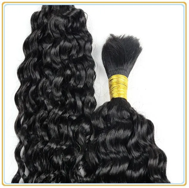 Jet Black Human hair bulk for braiding wet and wave loose water wave #1  color jet black 100g/pack remy hair No Weft extensions Bulk Braiding Hair  for