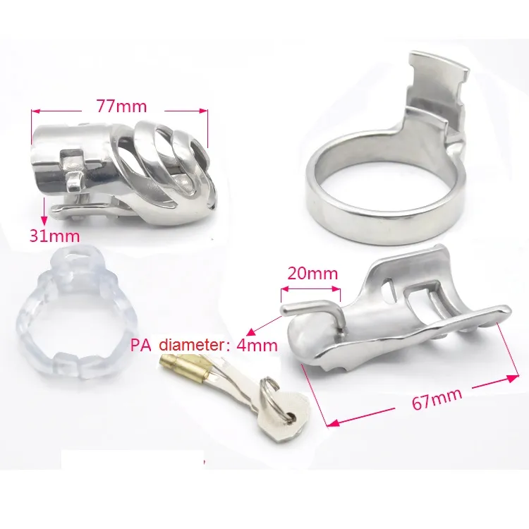 Dispositivi maschi 3D in acciaio inossidabile gabbia lunga gabbia staccabile PA blocco unghie sostituibile anello di sesso BDSM A3592908914