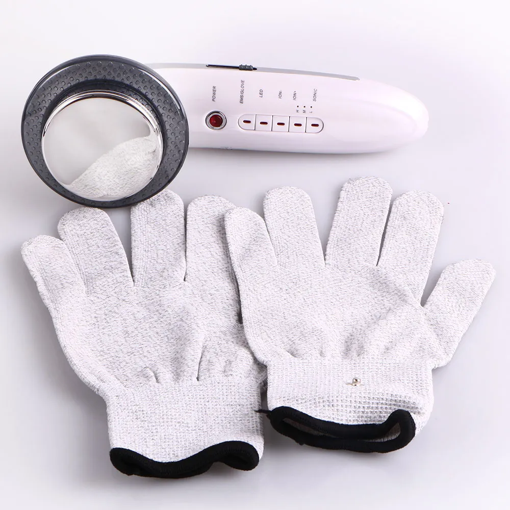 1Mhz Ultrasonic Microcurrent Micro Current Light Electric Gloves Massage Machine Wrinkles Firming Body Slimming Relaxing Massager