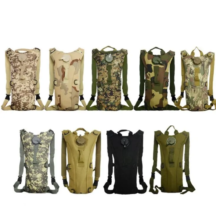 Outdoor Tactical army water bag camping Hiking Climbing 2.5L TPU bladder Hydration Backpack lightweight Camo shoulder drinking packs