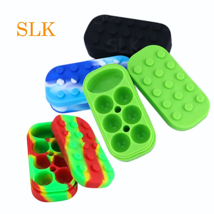 6 + 1 contenants de cire antiadhésifs grande boîte en caoutchouc de silicone Conteneur de silicone pots de cire dab stockage dabber pot bho huile vape boîte de silicone approuvée par la FDA