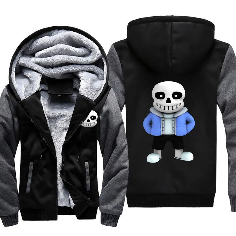 Undertale Kostüme Dicke Hoodies Erwachsener Velvet Baseball Sweatshirts Sans Männer Winterjacke Hutmantel Mantel