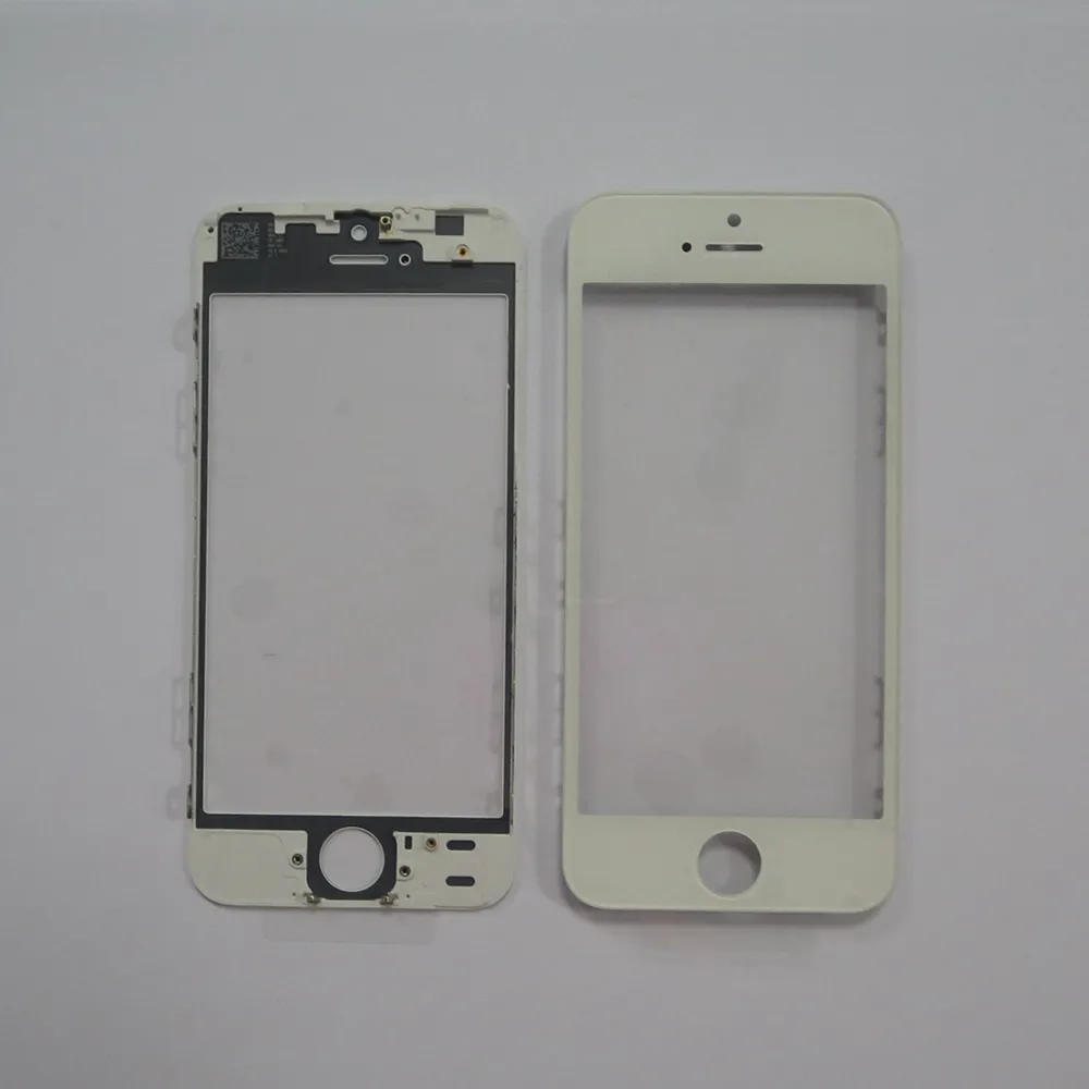 iPhone 5 / 5S / 5Cフロントガラスタッチスクリーンアウターパネルレンズレンズ+ベゼルフレーム修理交換部品