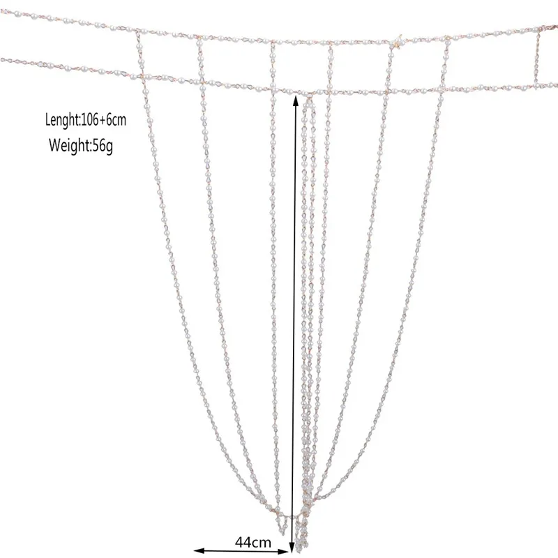 Sexiga vårpärlor prydda brud smycken kroppskedja juvelera europeiska mode damer sommar kvinnlig7572544