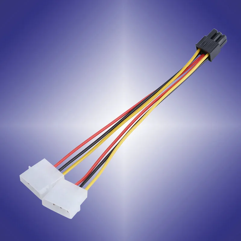 2 IDE double 4 4 broches IDE mâle à 6 broches 6 broches femelle PCI-E Y IDE câble d'alimentation adaptateur connecteur pour cartes vidéo 4P à 6P 1X2 séparateur