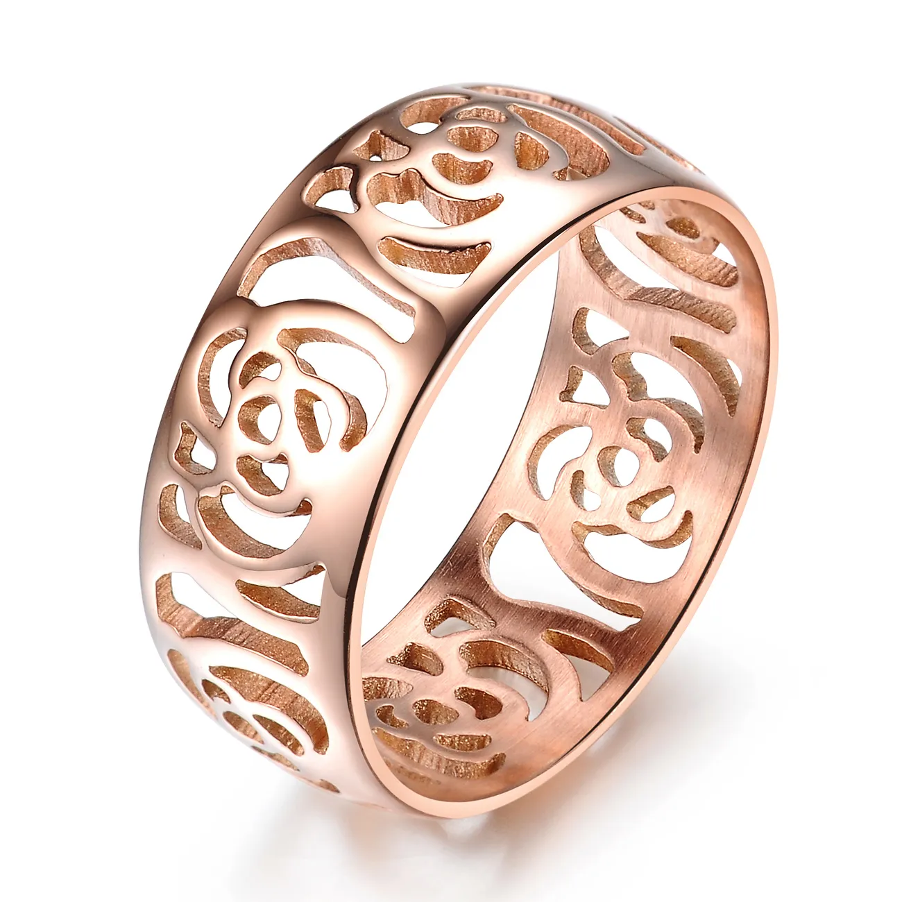 Victoria Wieck 2018 New Arrival Top Selling Fashion Jewelry Stainlesss Steel Rose Gold Filled Party Women Wedding Band Camellia Ring Gift