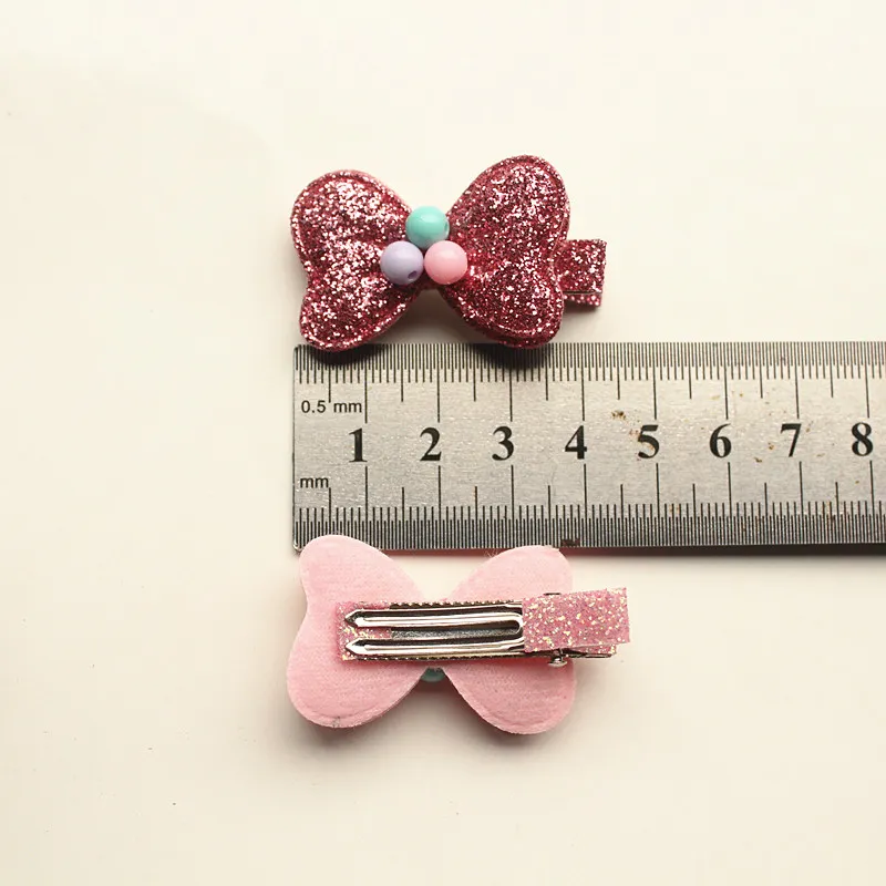 New Baby Hairpins Good Shinning Leather Hair Accessories Mini Size Glitter Felt Bows Kids Hair Clips Bowknot