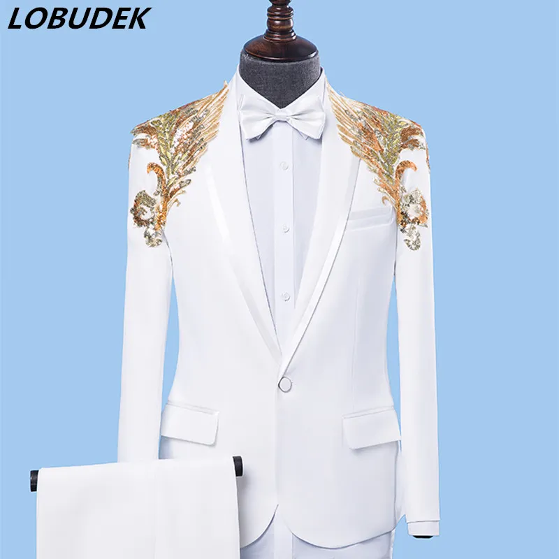 Formal Male Suit White Sequin Blazer & Pants Set ... From Zhgyong, $55.02 |  DHgate.Com