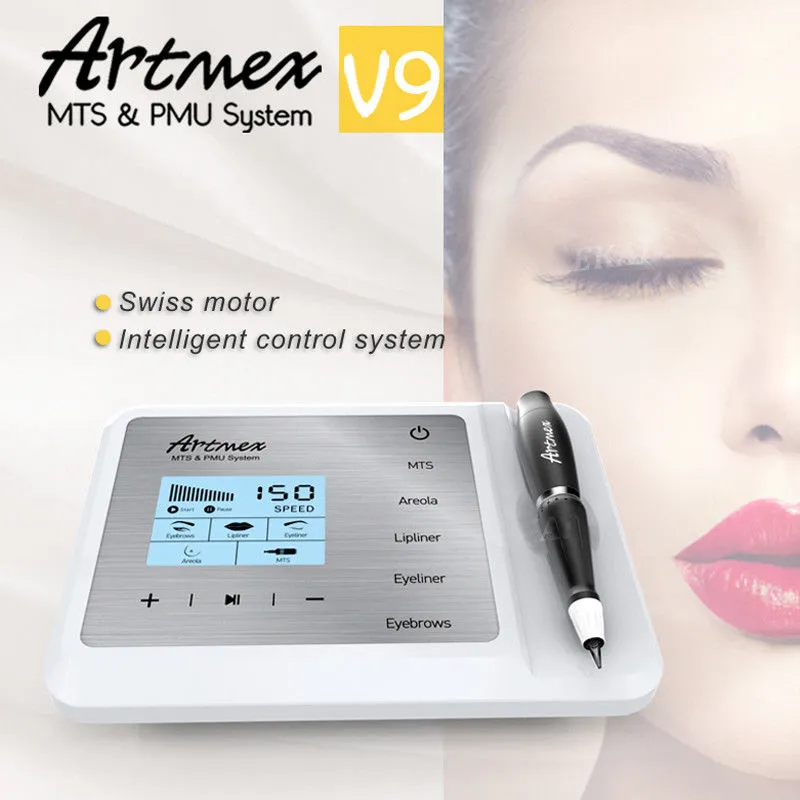 Ny ankomst ArtMex V9 Digital 5 i 1 Permanent Makeup Tattoo Machine Eyes Brow Lip Line Rotary Pen MTS PMU