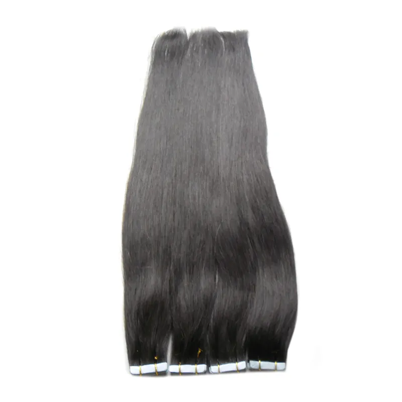 Extensão natural de fita preta 100% não transformação não transformada cabelo virgem brasileira pele de trama de pele 200g / conjunto extensões de fita