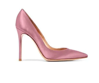 2018 rood roze zijde 12 cm hoge hakken vrouwen schoenen sexy puntige teen bruids bruiloft schoenen slip-on stiletto's hakken vrouwen pompen