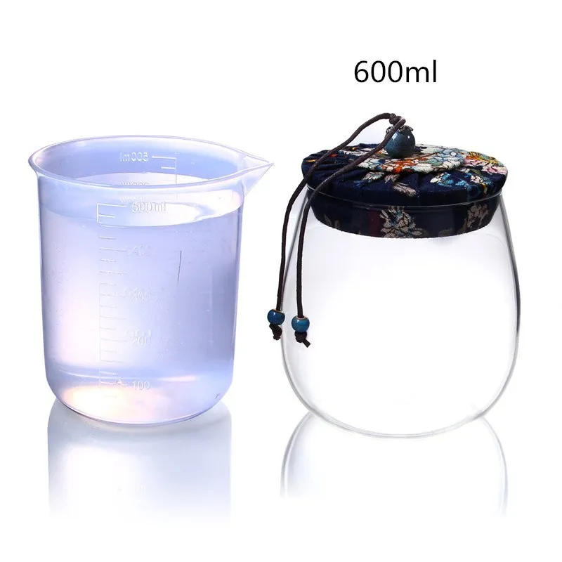 600ml Storage Jar Flower Tea Glass Jar Coffee Bean Kitchen Food Container with Lid for Snacks