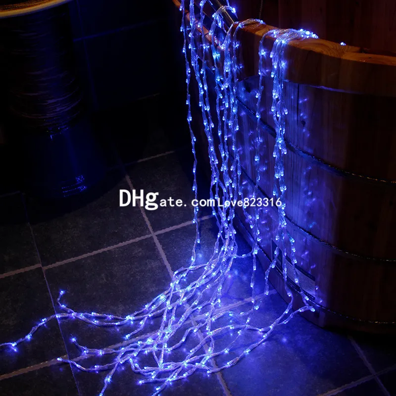 10 pezzi / lotto Led Waterfall String Curtain Light 6m * 3m 640 Leds Flusso d'acqua Decorazioni le vacanze di Natale Fata String Lights Luci natalizie