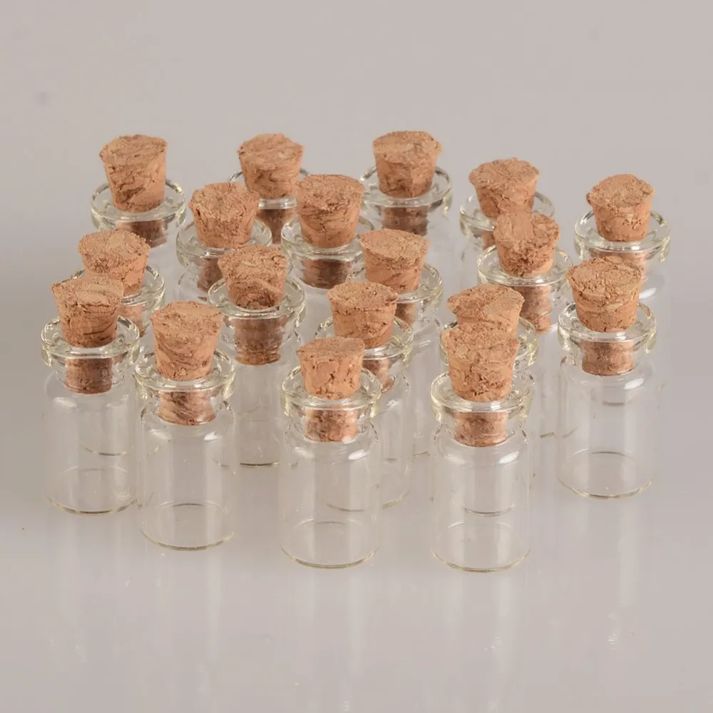 Cute Glass Pendants Mini Bottles With Cork Empty Small Wishing Bottle Decoration Crafts Glass Vials Jars 100pcs
