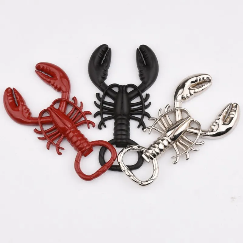 Lobster shape white Wine beer bottle Opener metal key chain Kitchen Tools red black silver colors wholesale