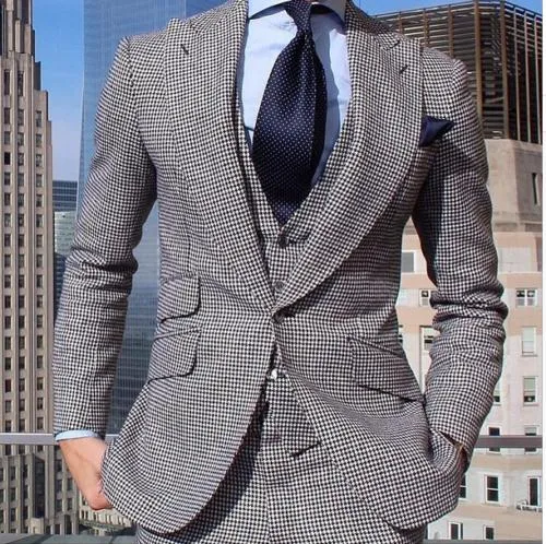 En Moda Erkekler 3 Parça Ile Suit Düğün Smokin Yakışıklı Damat Smokin Peakl Yaka Bir Düğme Slim Fit Erkekler Blazer (Ceket + Pantolon + Kravat + Yelek) 6