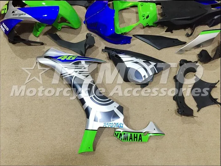 3 omaggi Carene complete Yamaha YZF 1000-YZF-R1-15 YZF-R1-2015 Kit carenatura completa moto Verde Blu I15