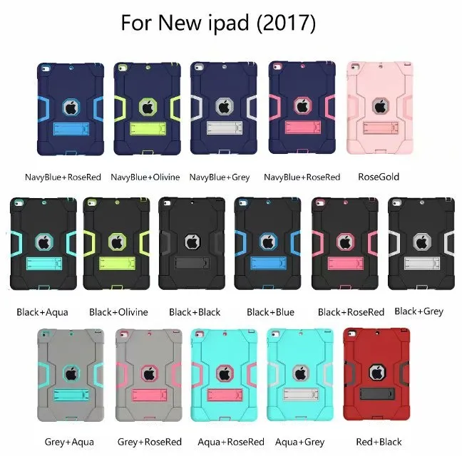 B type PC+ SILICONE Heavy Duty Shockproof Kickstand Hybrid Robot Case Cover for iPad pro 9.7 air air 2 