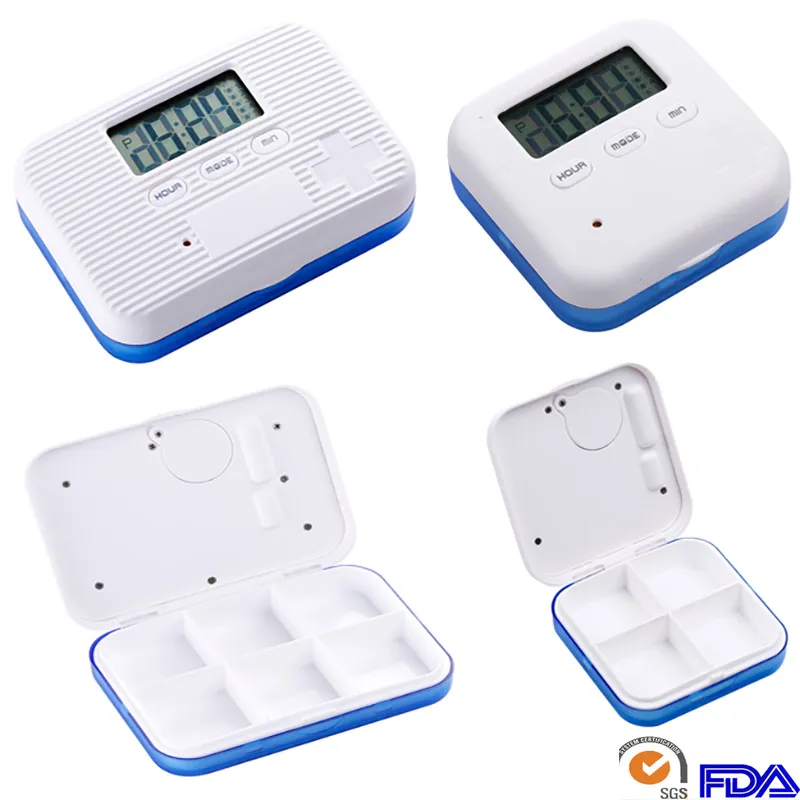 Criativo Pill Box Case Para 4 E 6 Slots Cross Pill Organizador Recipiente Pode SET Lembrete Tempo Quadrado Tablet Caso Titular De Armazenamento DHL HH7-1273