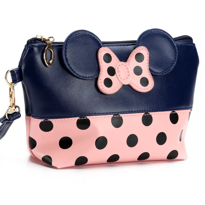 Hot sell Mouse cute clutch bag bowknot makeup bag cosmetic bag for travel makeup organizer and toiletry use
