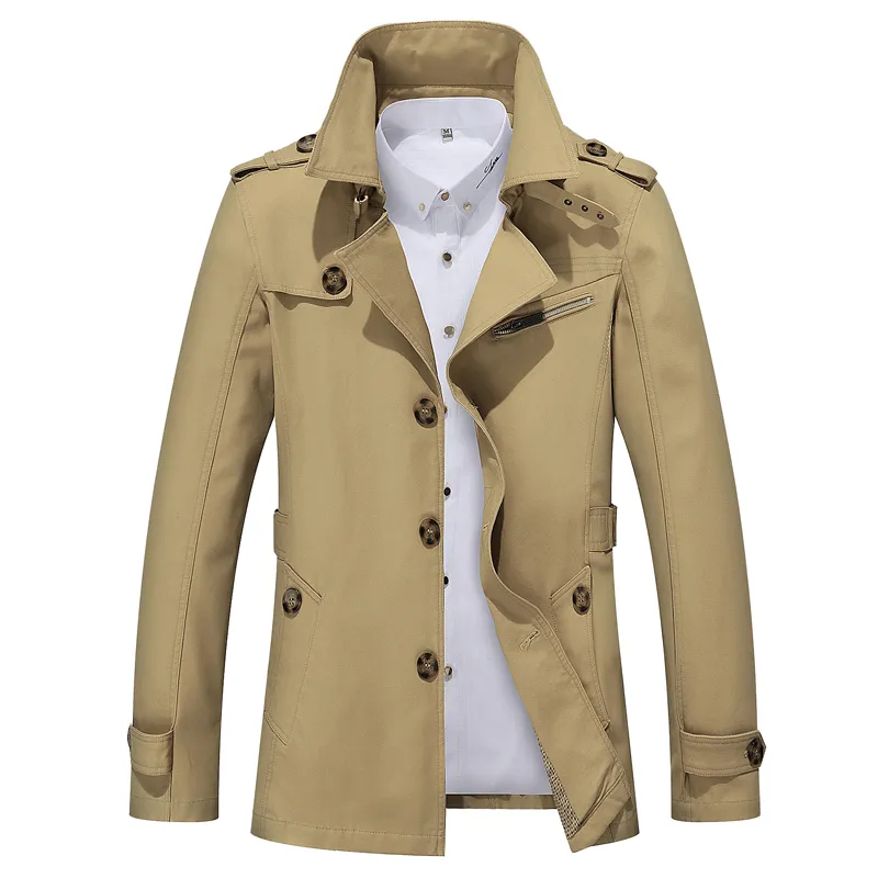 Läsbar Trenchcoat för män Modedesigner herrrock Höst Slim Brand Vinter Herrjacka Bomull Vindjacka Herr Trench 4XL