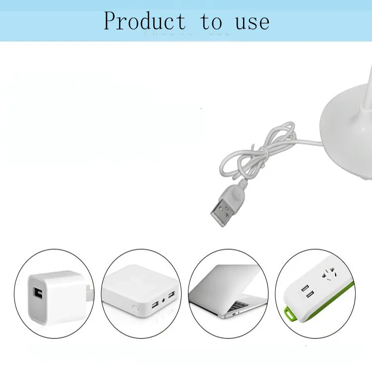 Moda ajustável USB recarregável LED mesa de mesa luz luz com clip touch interruptor estudante lâmpada de Natal luzes