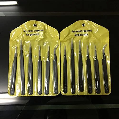 6 stks ESD-pincet Set Professionele roestvrijstalen schuine tip pincet, precisie Sharptweezers De perfecte combinatie, schoonheid wenkbrauw pincet