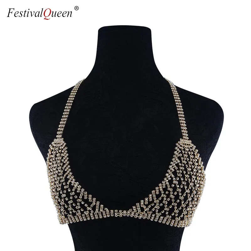 Festival Queen Transparent Diamond Bra Set Sexy Halter Chain Hollow Out Unlined Rhinestone Underwear From Deborahao 19.07 DHgate.Com