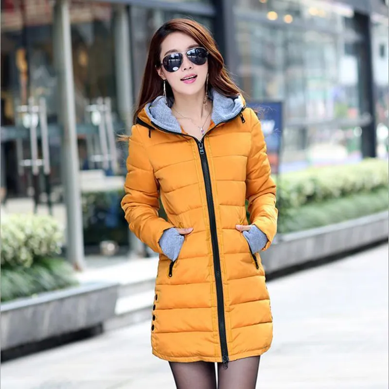 Hooded Winter Down Jacket Long Warm Slim Women Cotton Padded Casaco  Feminino Abrigos Mujer Invierno Wadded Parkas Outwear