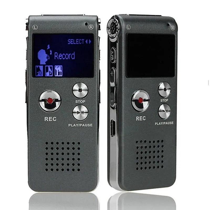 مسجل صوت رقمي 8 جيجابايت مع شاشة عرض LCD صغيرة محمولة تدعم التسجيل عبر الهاتف مع مشغل MP3