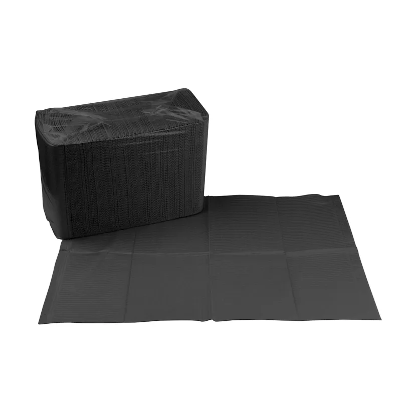 Bavoirs dentaires jetables de tatouage noir papier imperméable 125 pièces feuilles de barrière lingettes nettoyantes 13 X 18 pouces pour accessoire de tatouage perçant 4566050