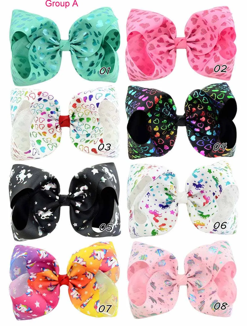 8インチJojo Bow Girl Hair Bows Flower Rainbow Mermaid Unicorn Design Girl Clippers Girls Hair Clips Hair Accessory7200205