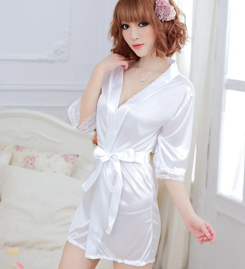 High Quality Satin Sexy Lingerie Underwear Nightgown Nightwear Exotic Sleepwear Sexy Ladies Dress Free Size For Women