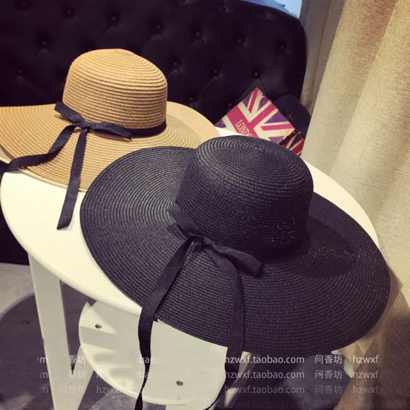 Grandes chapéus de disquete para as mulheres dobrável chapéu de palha Boho Brim grande borda chapéu de verão para Lady Khaki Sunscreen Chapéus